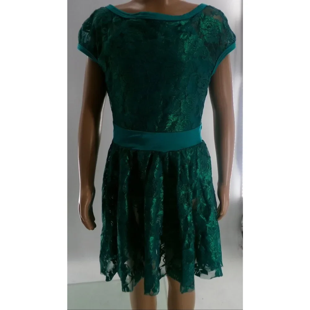 Pre-Owned Dance Costume Medium Child Teal Curtain Call E1753 Lyrical Ballet Con
